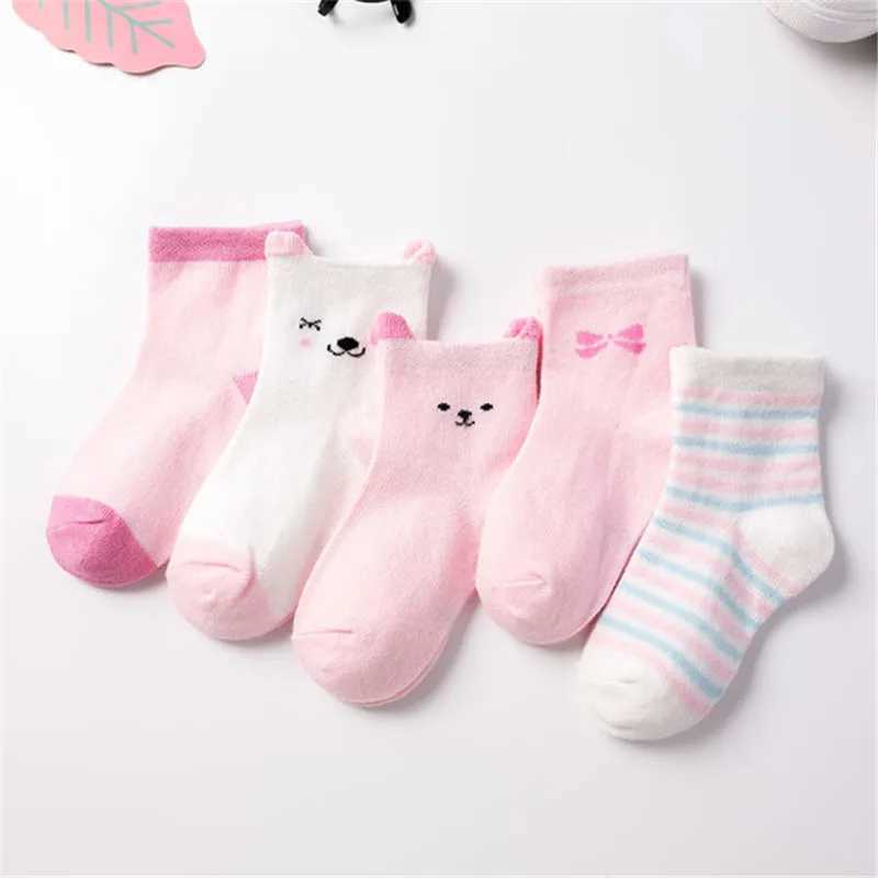 5 Pair/Lot Kids Cute Soft Cartoon Cotton Socks Boy Girl Baby Warm Stripe Dots Fashion Sport Socks Autumn Winter Children Gift CL240824