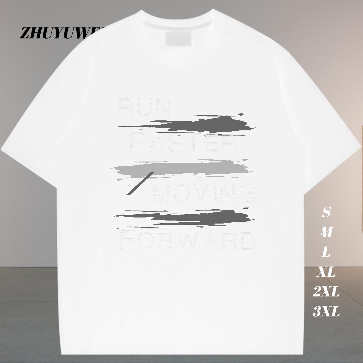 TOP Quality Men T Shirts 230g Cotton letter Spring Summer Custom Big Size Breathable Short Sleeve Men Tops Tees 2024 DIY Clothes