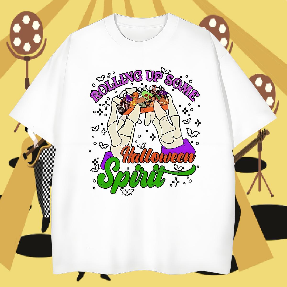 Casual New Tshirts halloween Beach 100% Cotton 230g Clothings Round Neck Short Sleeve Cool T-Shirts Cartoon Print