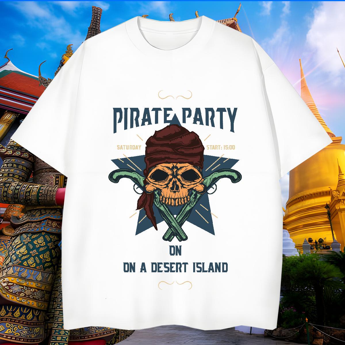 Cool Design Men T Shirts 230g Pure Cotton skull Street DIY Printed Crew Neck Breathable Men Tees New Arrival Polos