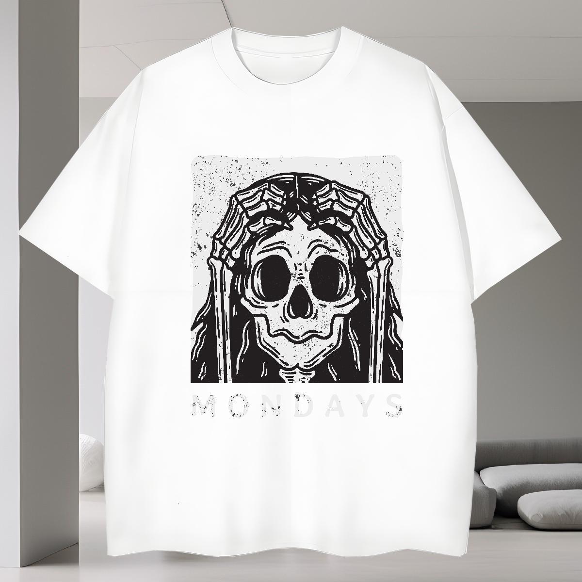 High Quality T-Shirts for Men 100% Cotton 230g skull Daily Wear Oversized 3XL 4XL Breathable Crew Neck Men Clothes T-Shirt 2024 DIY Clothings