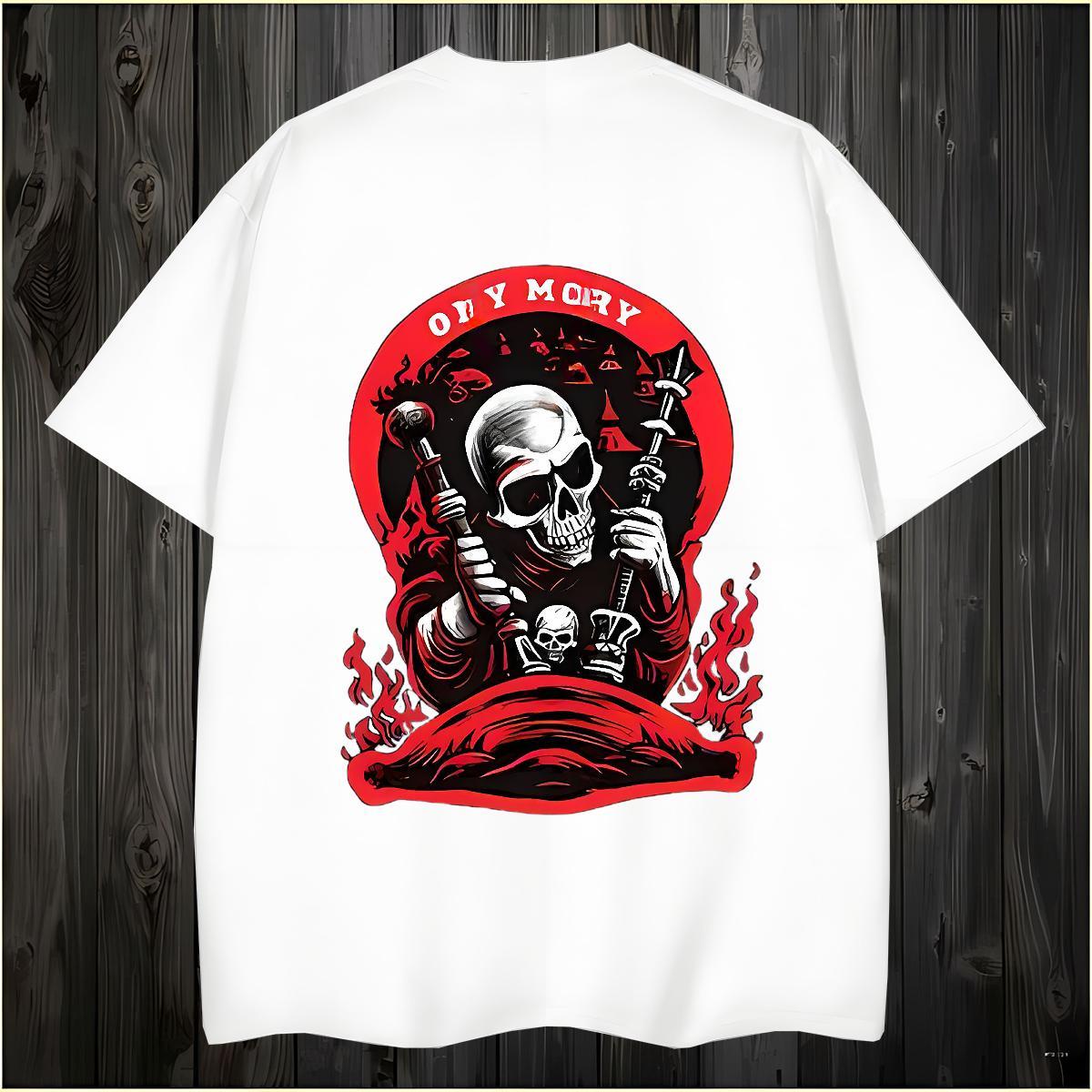 Free Shipping T Shirt For Man 100% Cotton 230g skull Hip Hop DIY Crew Neck Men Tshirts New Clothes