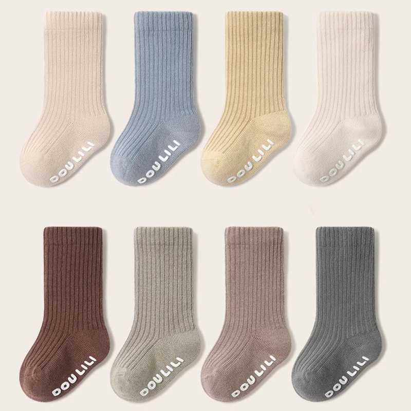 High Quality Boys Girls Cotton Socks Knee High Ribbed Infants Long Tube Socks Anti-Slip Childrens Leg Warmers Soft Baby Socken CL240824