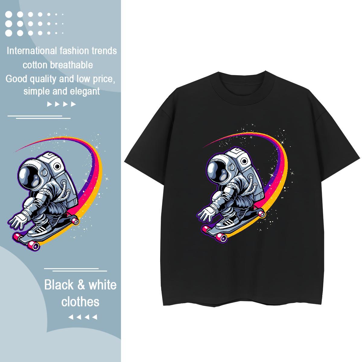 Free Shipping Women Tshirts 100% Cotton 230g universe Sport T Shirts Women Short sleeve Soft Cartoon Floral Printing Tee Shirt