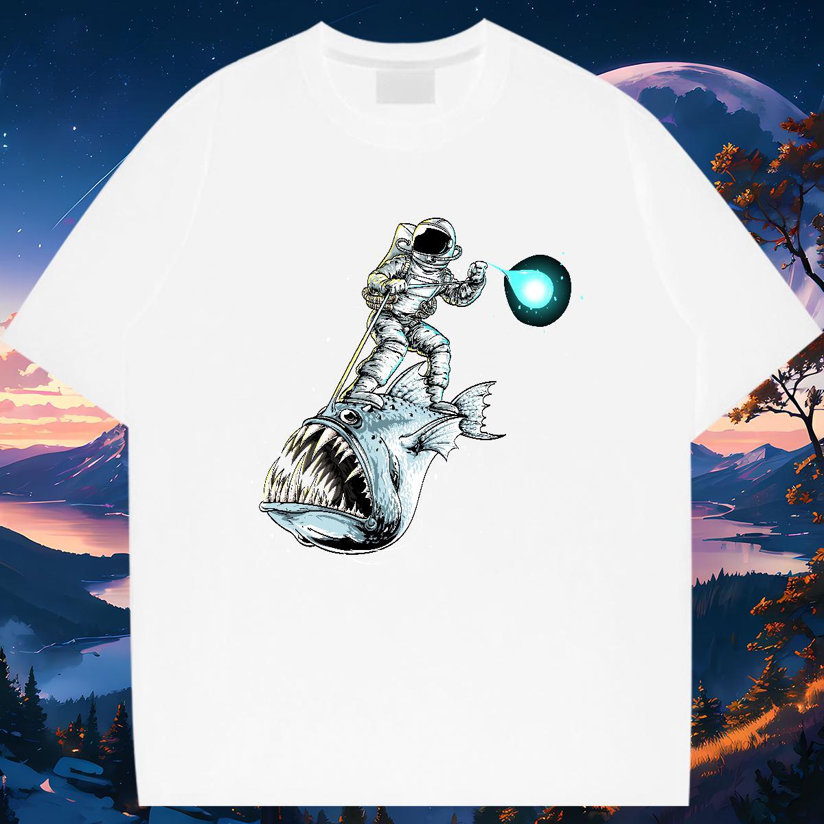 Female Unisex Tshirts 230g Pure Cotton universe Home Outdoor T-Shirts for Women Round Neck Short Sleeve Custom Print Plus Size Polos
