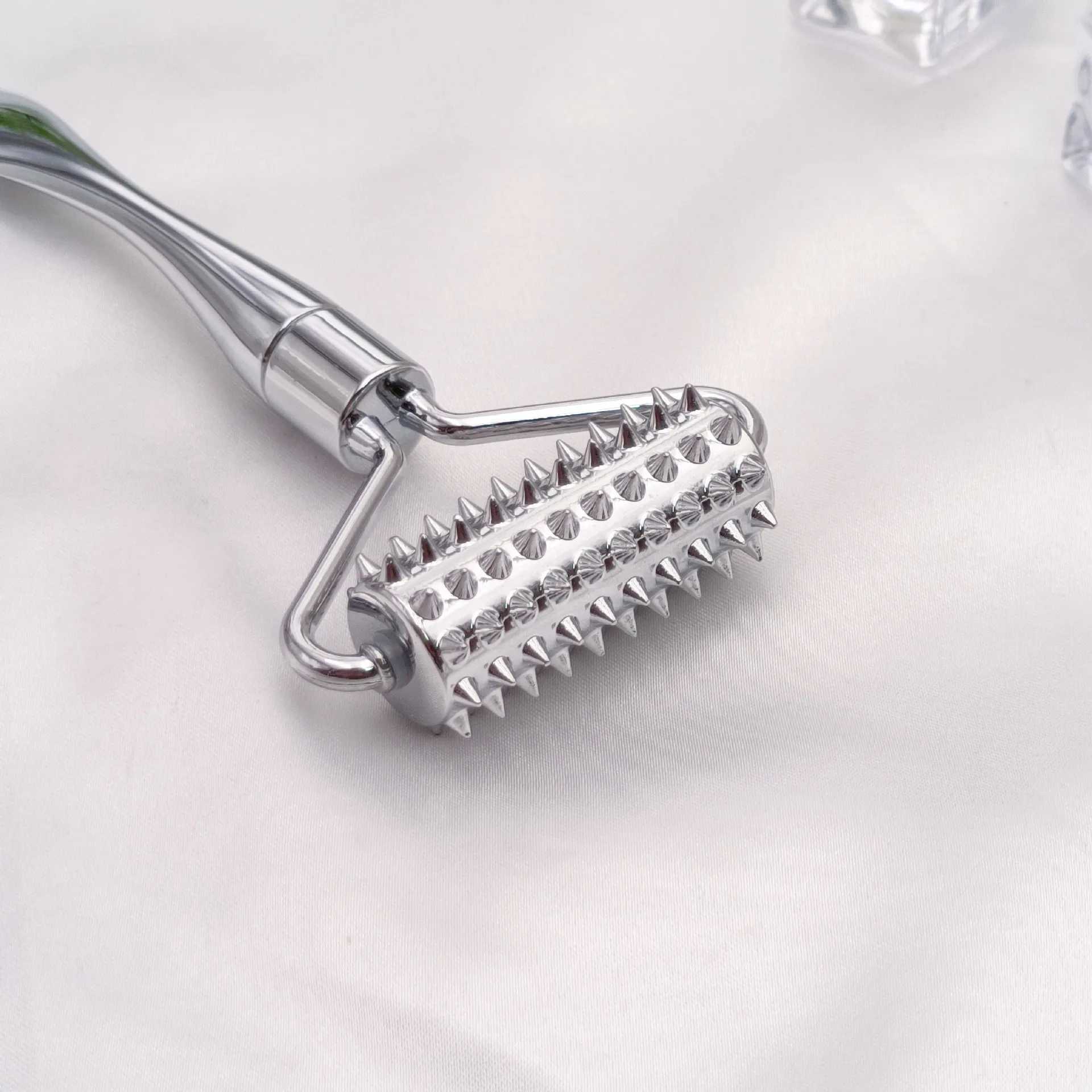 Stainless steel pointed roller spatula massage ball stone face roller massager to improve neck facial beauty skin care tool CL240824