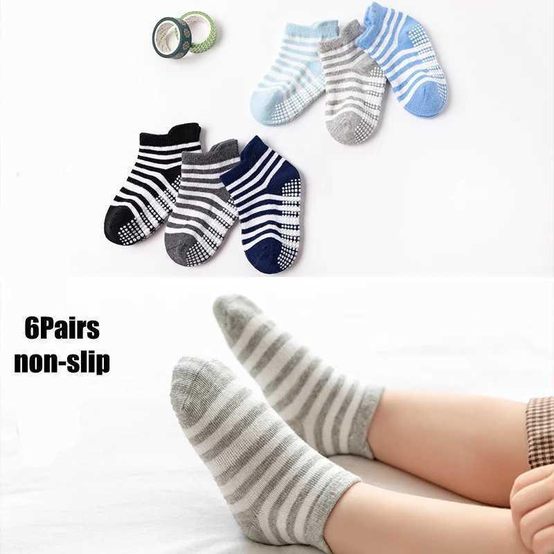 6Pairs/lot Cotton Baby Socks Non-slip Floor Socks 10-16cm Foot Length Socks for 0-5 Years Children Kids Boy Girls CL240824