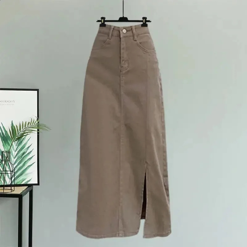 Autumn Vintage Dress Matching Set Womens Elegant V-Neck Long Sleeved Shirt denim Skirt Two-piece Female Clothing Suit 240823