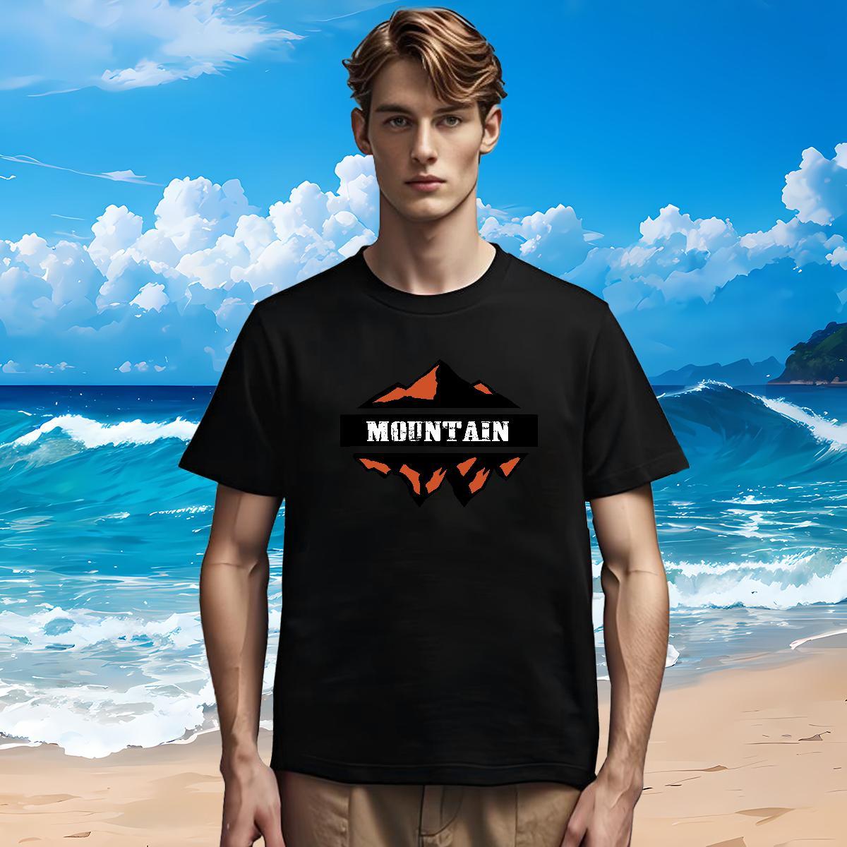 Brand Men T Shirts 230g Pure Cotton mountains Street White Plus Size Short Sleeve Soft Men Tops Tees Casual New Tees Shirts