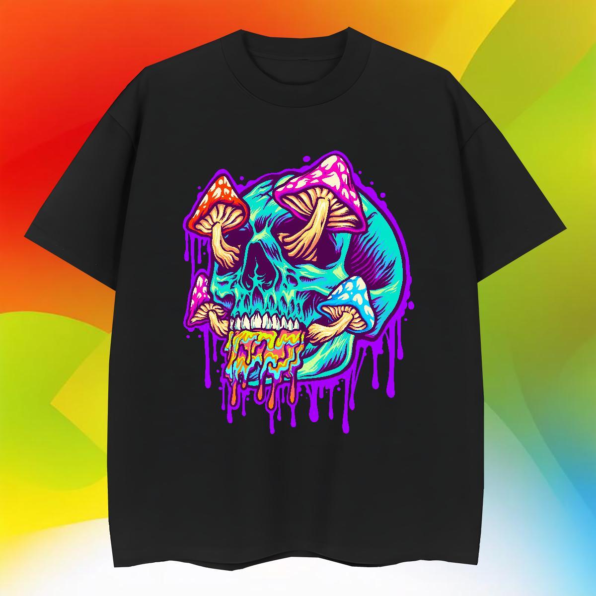 Comfortable Mens T Shirts 230g 100% Cotton skull Outdoor Oversized Short Sleeve O-Neck Tshirts Fashion New Tops