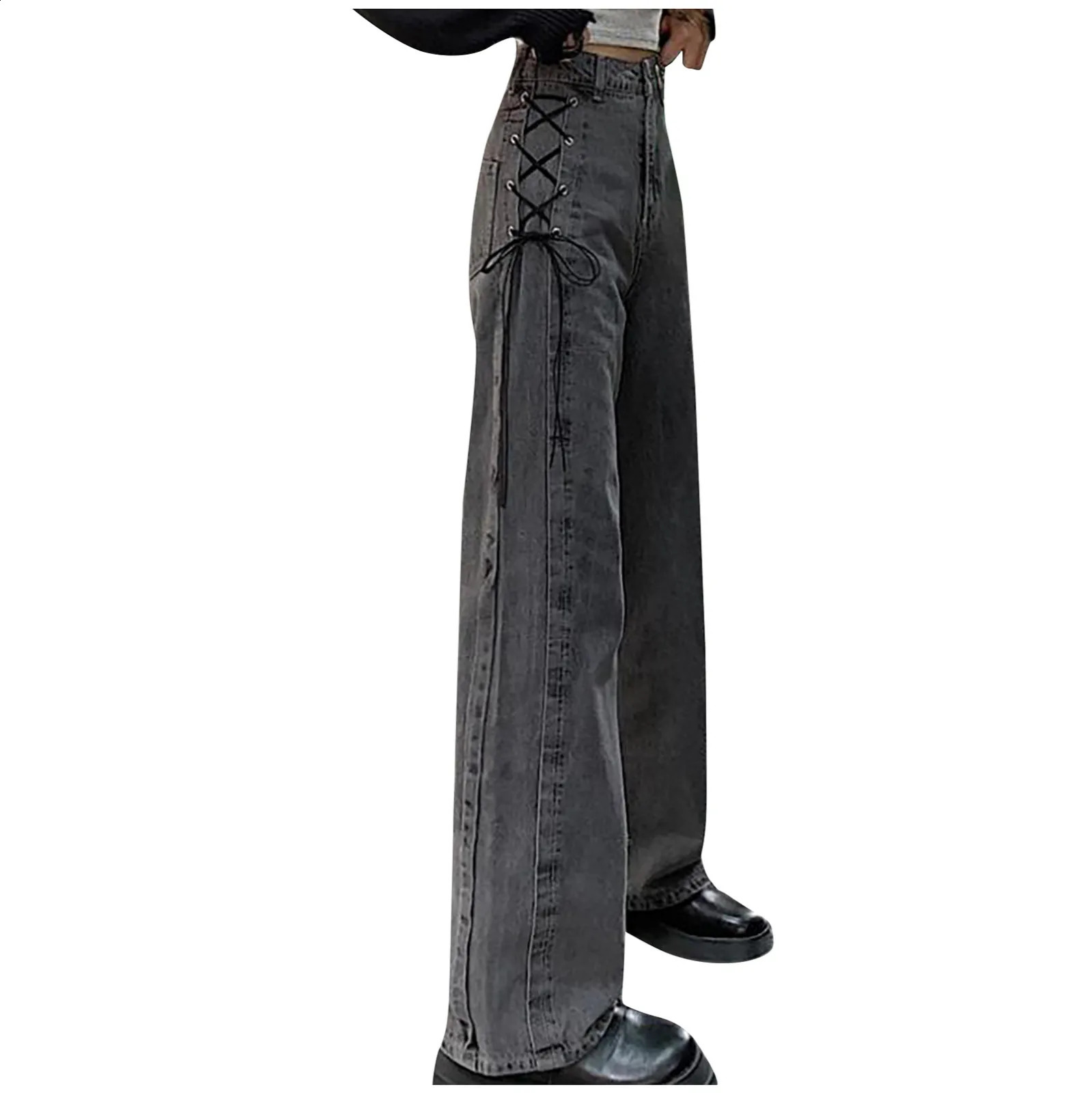 High Street Hip hop handsome retro cashew patch loose casual late wash denim pants womens trend 240823
