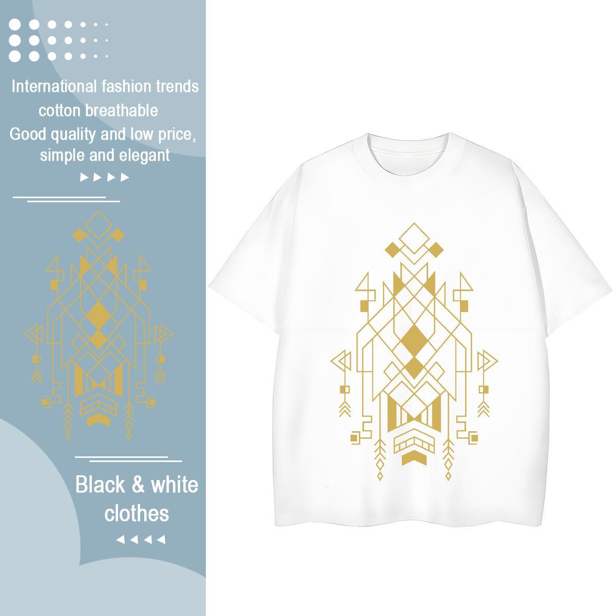 Loose Tshirt for Man Woman 230g 100% Cotton Lines Street Casual T shirt Breathable Short Sleeve Cartoon Anime Clothes