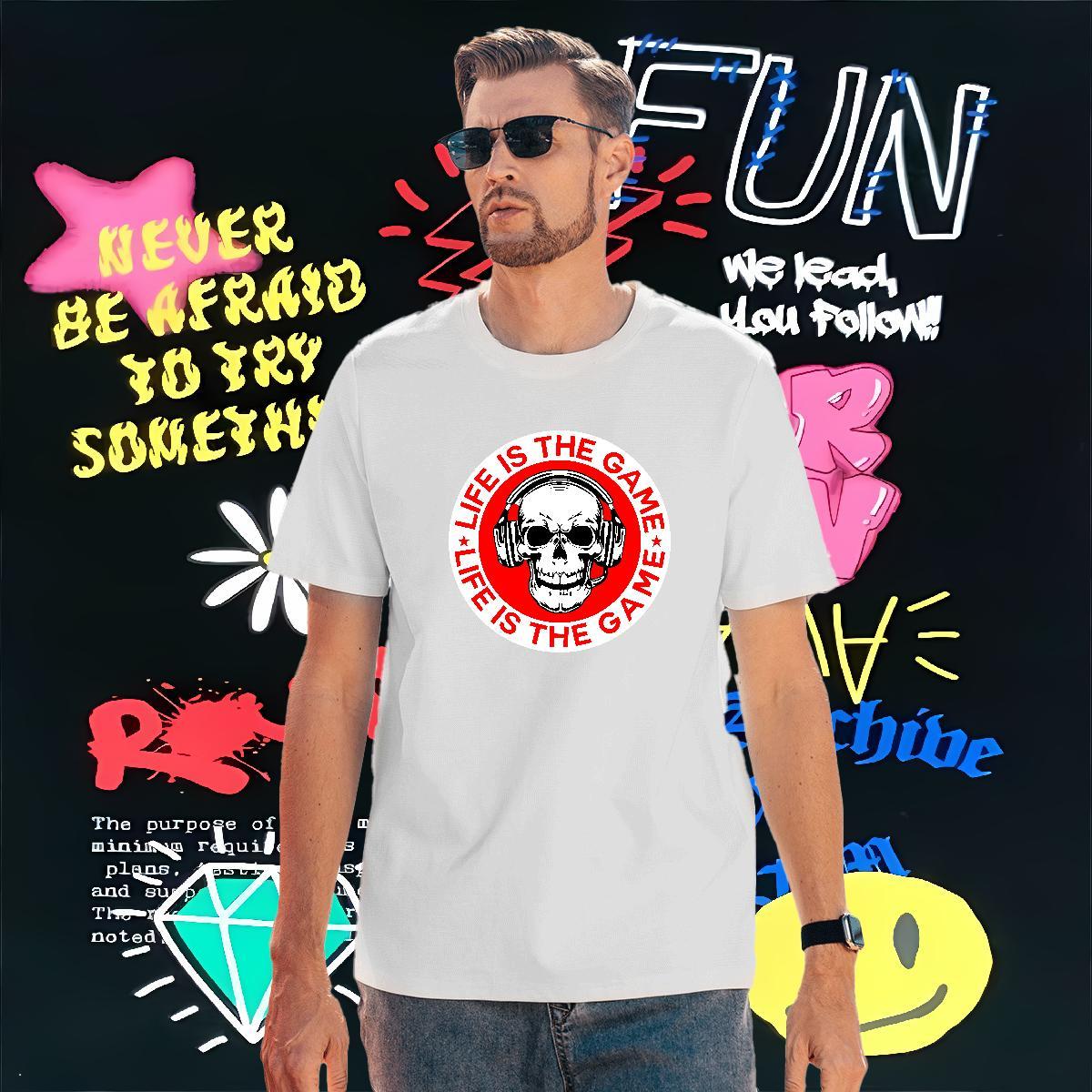 Free Shipping T-Shirts for Men 230g 100% Cotton skull High Street Hip Hop Cartoon Print O Neck Short Sleeves Men Tees Fashion New Polos