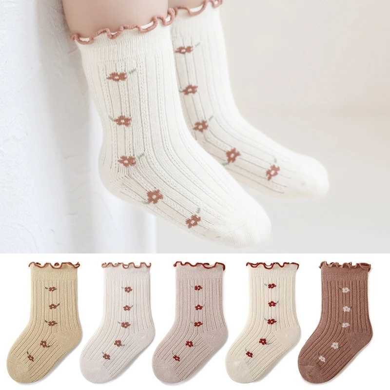 Spring Autumn Children Girls Flower Socks School Student Uniform Mid Calf Long Sock Baby Kids Princess Middle Tube Stockings CL240824