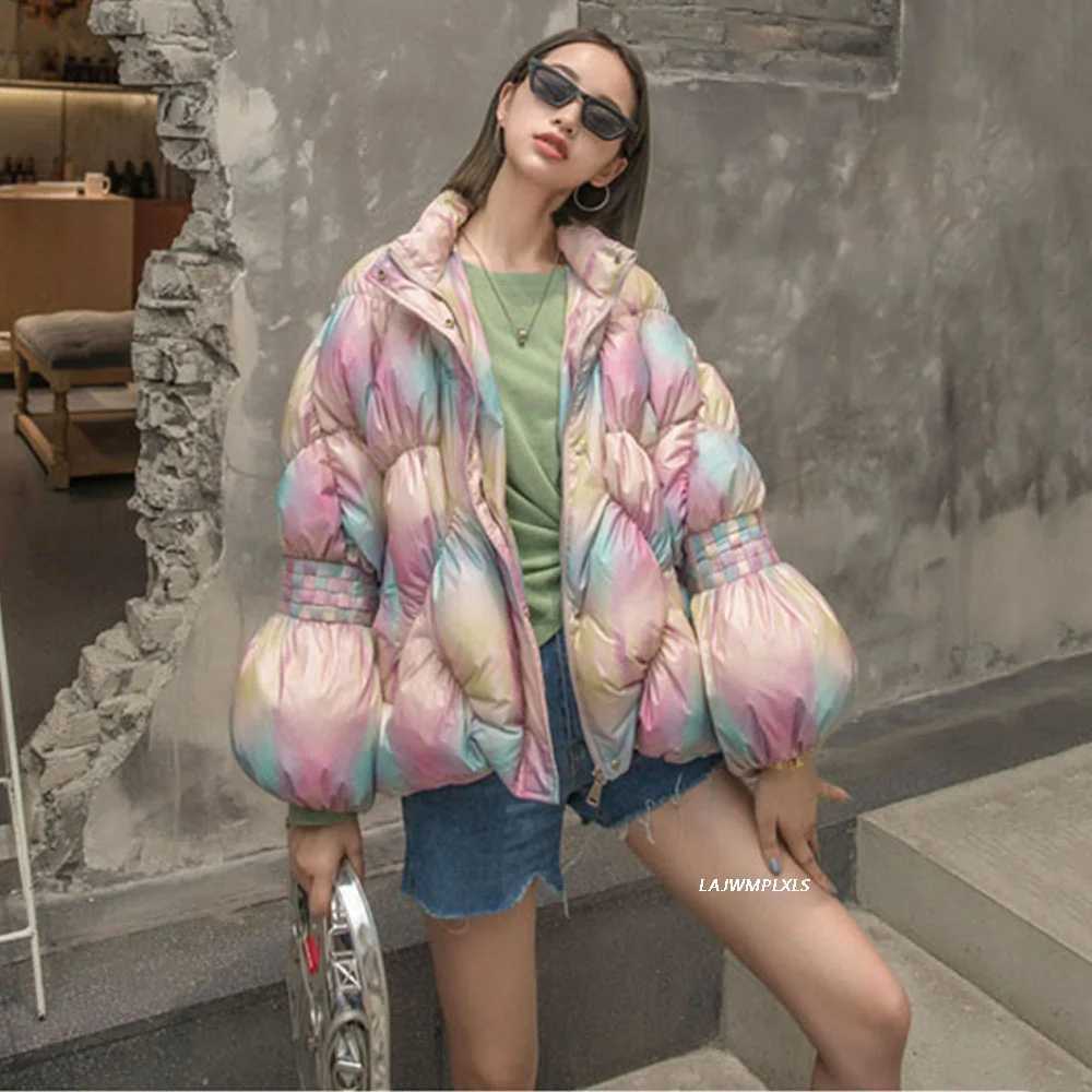 Women's Down Parkas High quality 203 new 90% white duck down jacket stand up collar short feather jacket womens winter warm bubble thick jacket Y
