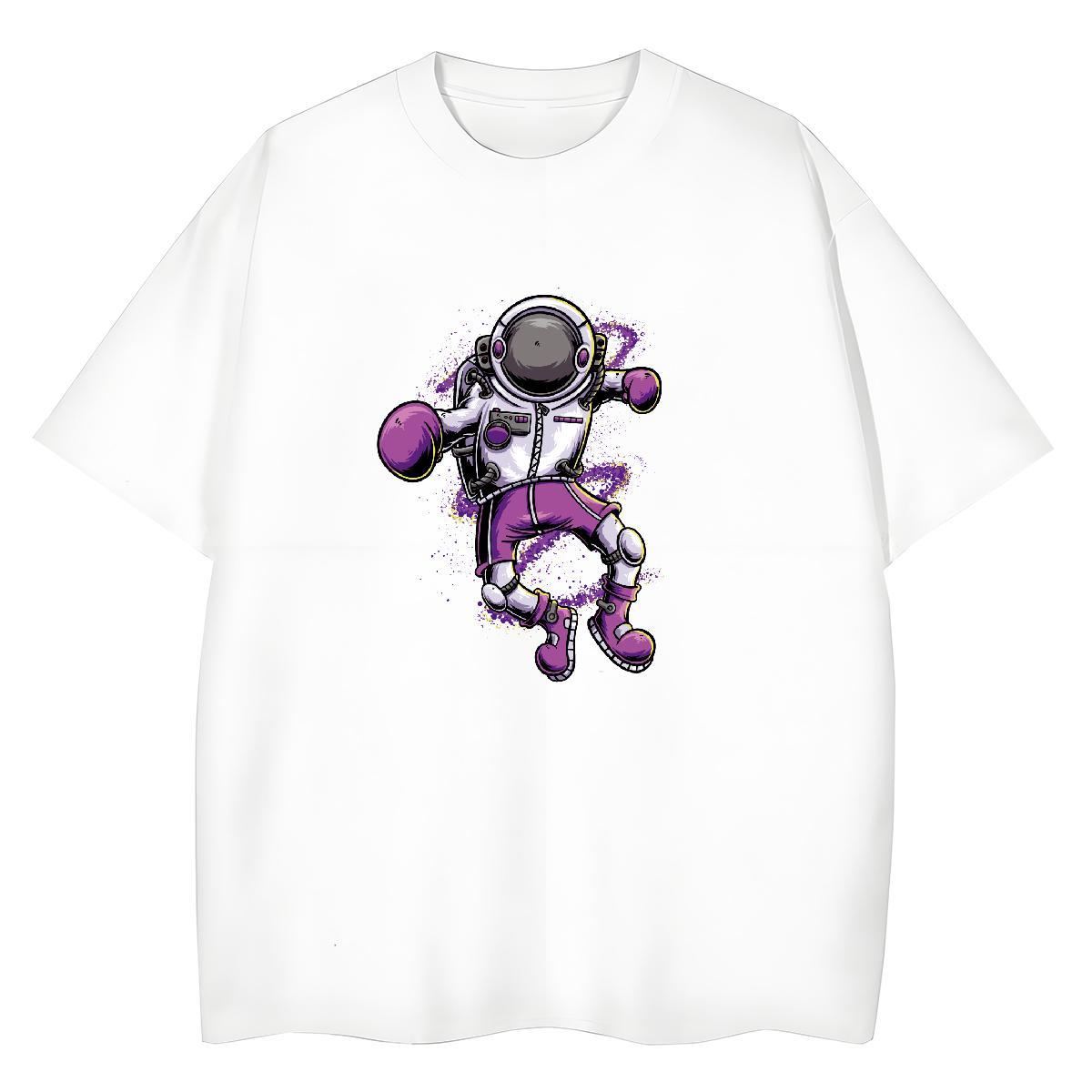 Female Women Tshirts 100% Cotton 230g cosmonaut Sport T-Shirts Breathable Crew Neck DIY Printed Top Tees