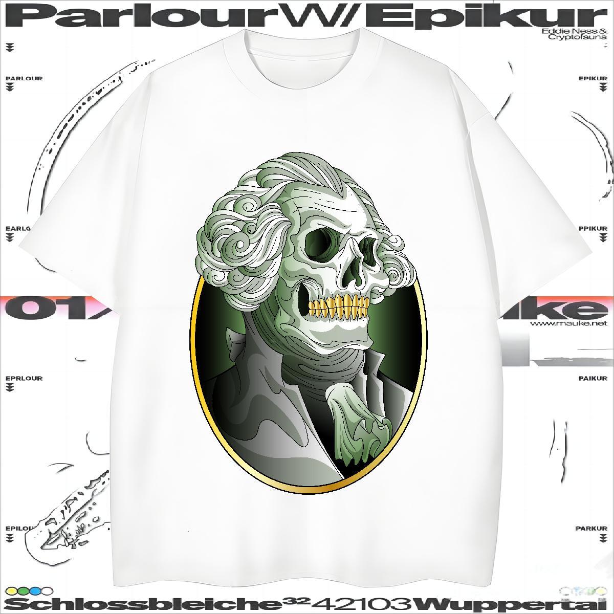 Cool Design T Shirt For Man 230g Cotton skull Beach Cartoon Print Crew Neck Breathable Men Tops Tees Designer Polos