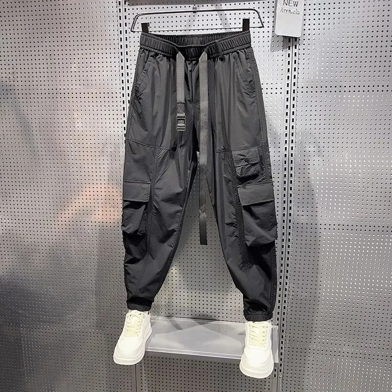 Street Tech Freight Wide Leg Pants Black Hip Hop Loose Harem Trouser Travel Leisure Sports High Quality Mens Wear 240823