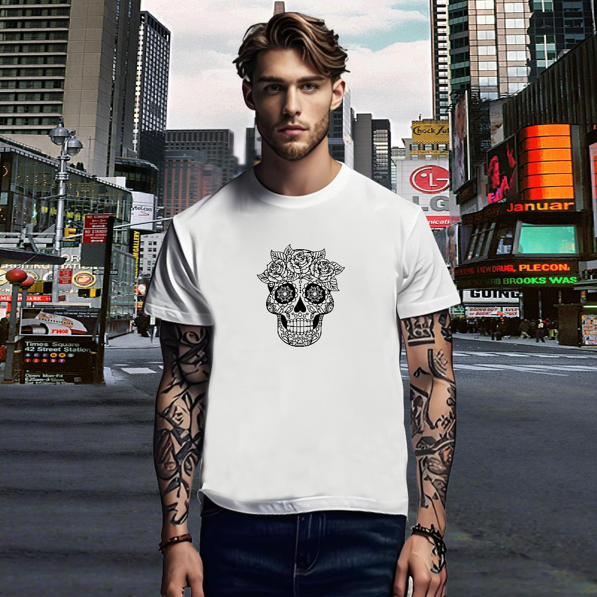 TOP Quality T shirt 100% Cotton 230g skull Anime Printing Street DIY Anime Breathable Short Sleeve Couples T Shirts Classic Casual Tops Tees