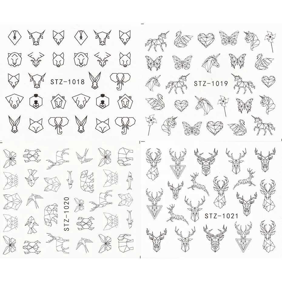 4-piece/set Abstract Animal Nail Stickers Womens Facial Stickers Deer Fox Water Black Leaf Sliders Anime Tattoo Ergonomic TRSTZ1018-1033 W240823