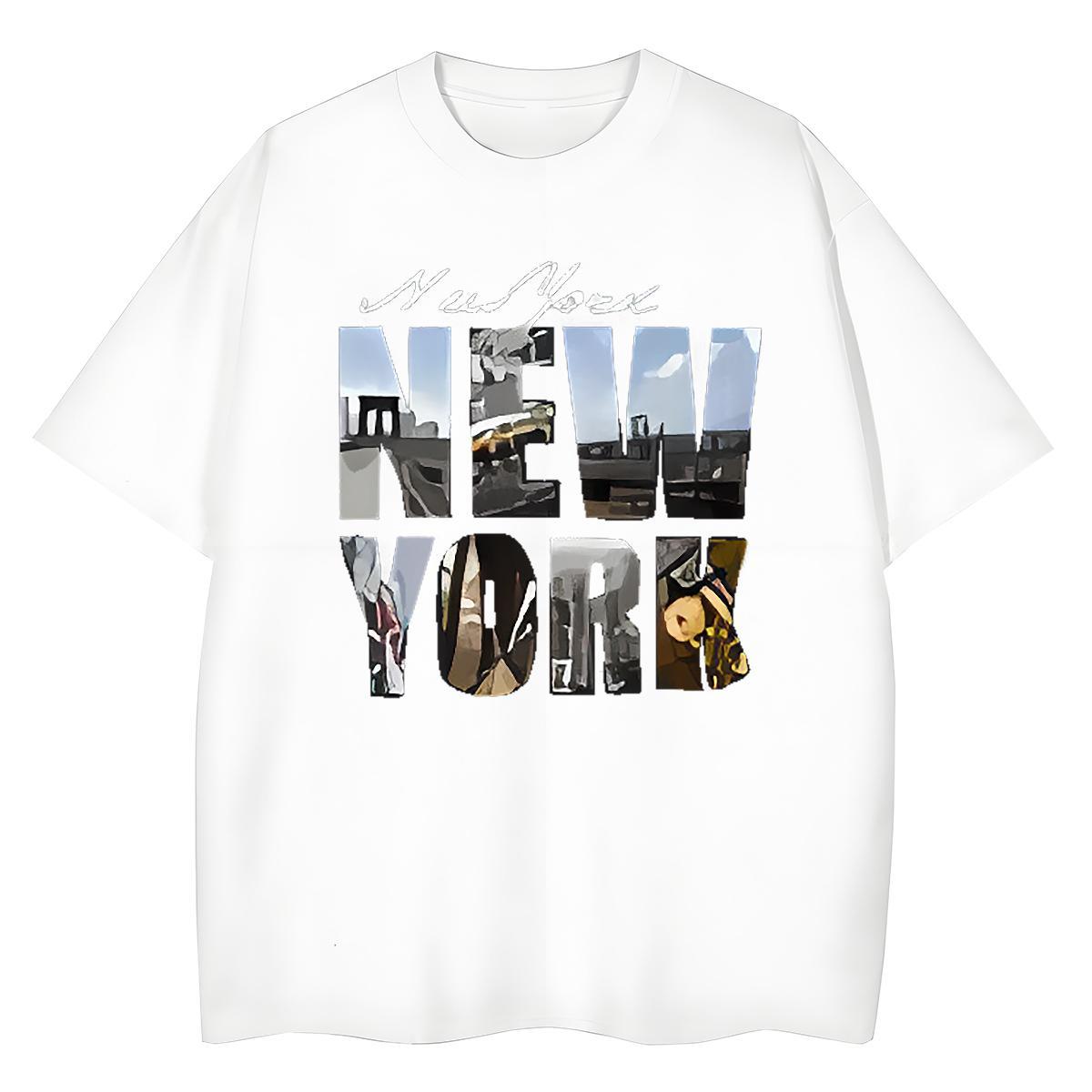 Comfortable Womens Tshirts 230g Pure Cotton New York Casual Beach T-Shirts Breathable Crew Neck Customized Print Tops Shirt