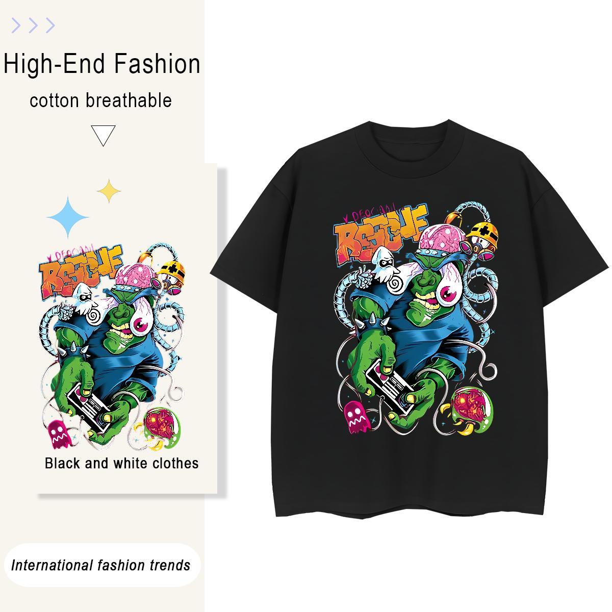 Brand Womens Tshirts 230g Cotton scare Hip Hop Street T Shirt For Woman Crew Neck Breathable Skull Clothes Shirt