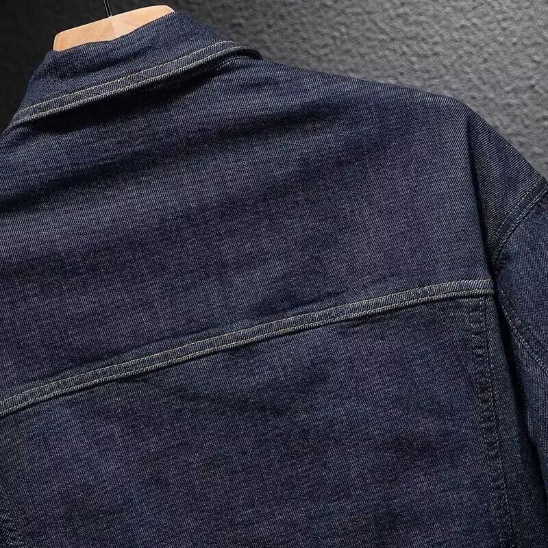 Large pocket mens Jean Coats cargo bicycle denim jacket motorcycle spring and autumn washing fashionable highquality plus size 240824