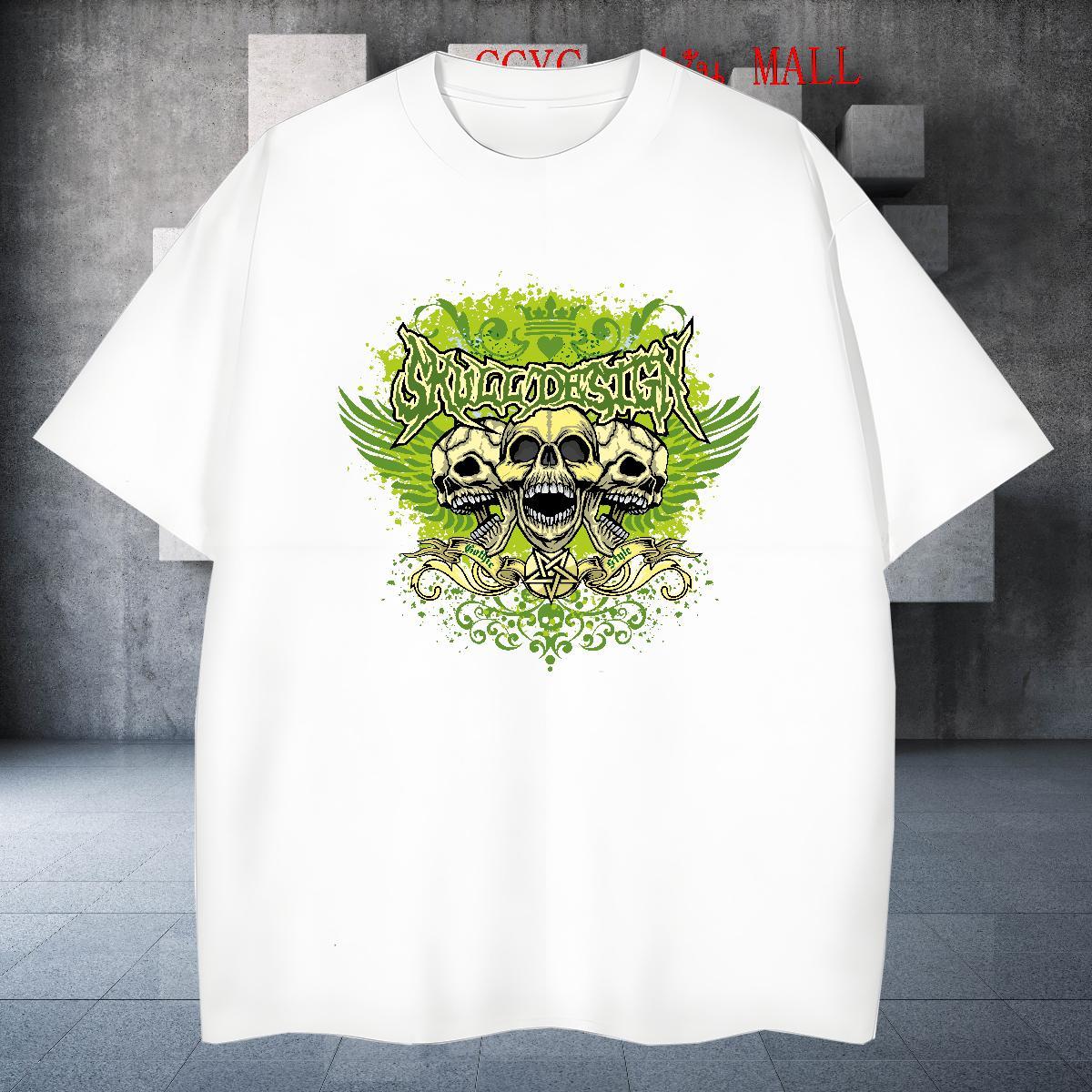 Free Shipping Men T Shirts 230g Pure Cotton skull Anime Printing Street DIY Logo Oversized O-Neck Short Sleeve Men Tops Tees 2024 Summer Tops Shirt