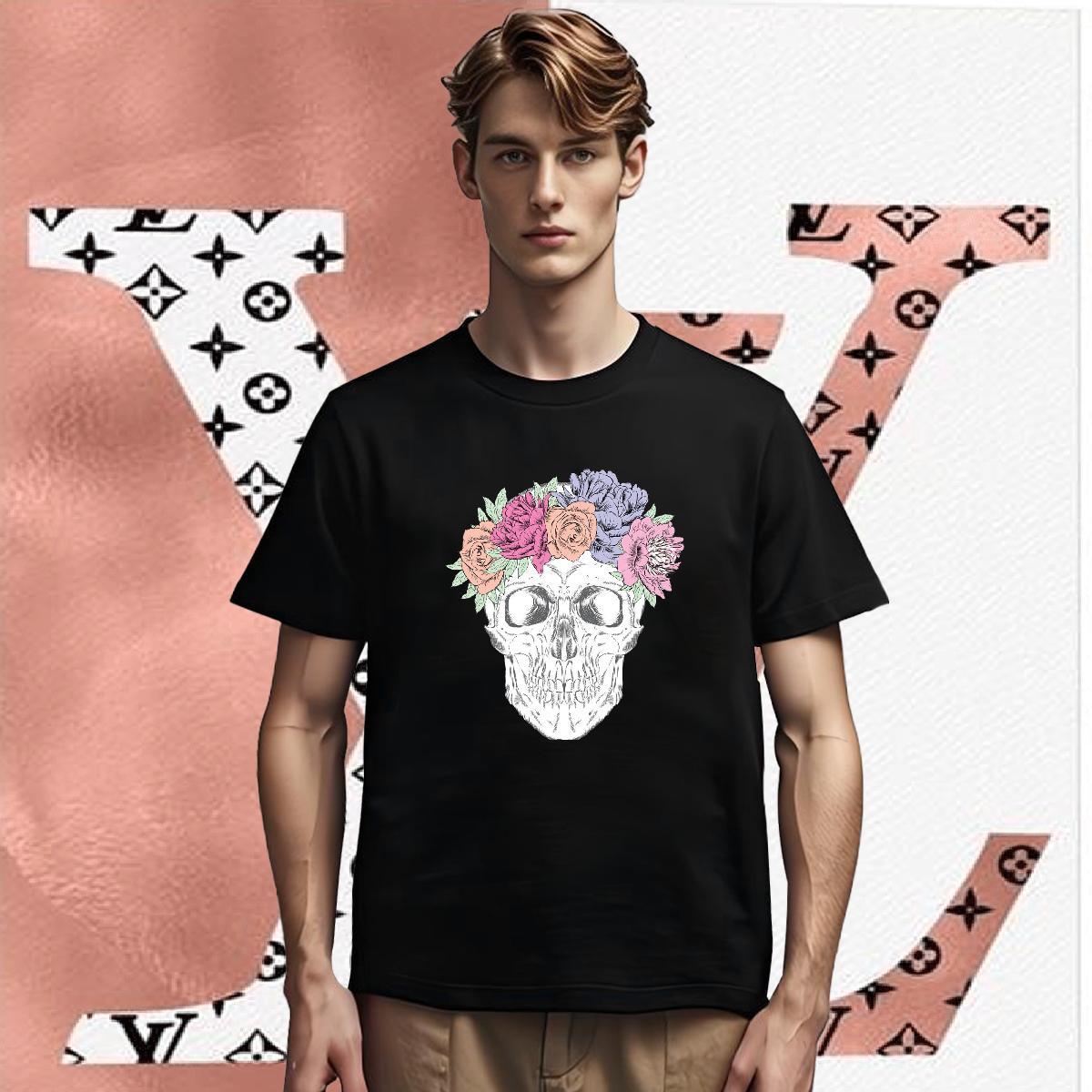 Designer T Shirts Men 230g Cotton skull Street DIY Printed Breathable Crew Neck Mens Tshirts Fashion Tops Shirt