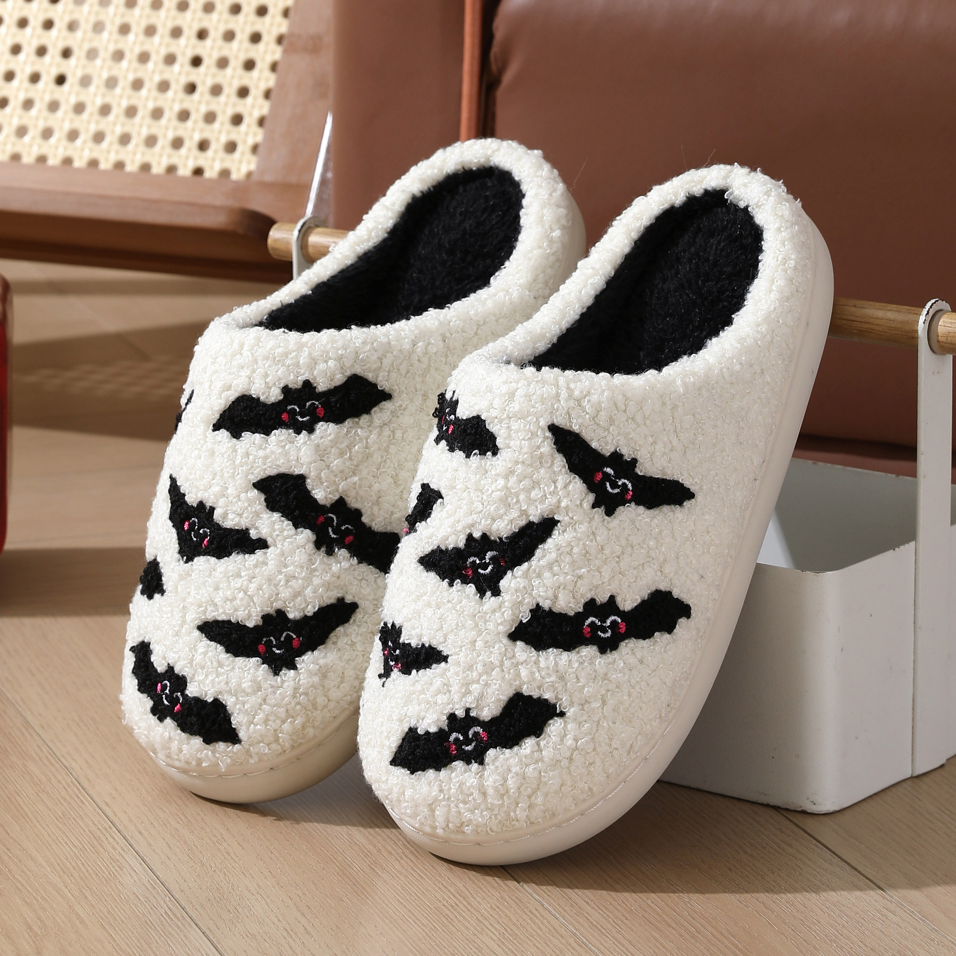 20+style Fashion Slippers Halloween skeleton Funny Casual Fluffy Slipper Women House Flats Cute Cartoon Designer Winter Shoes Girls Fashion Footwear L