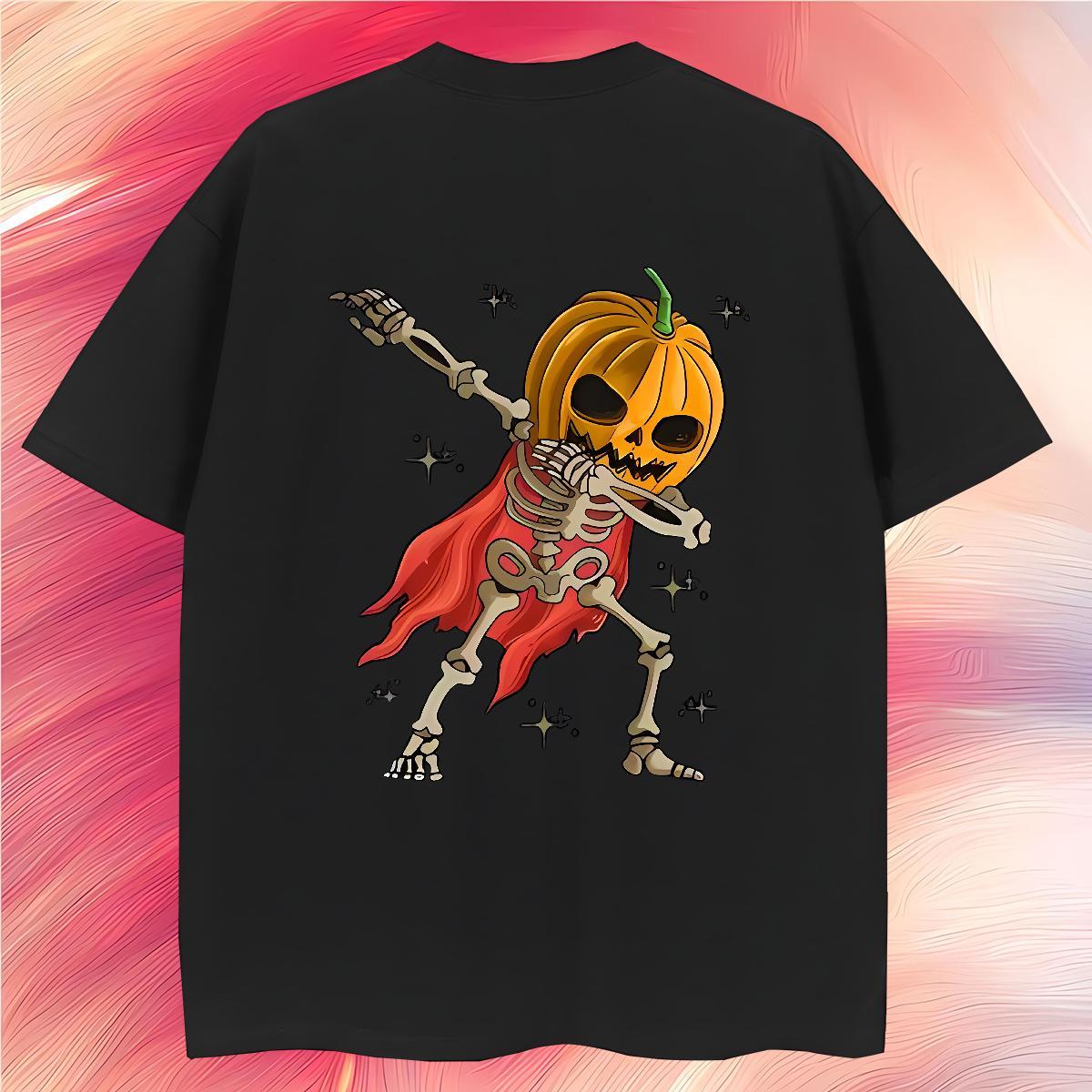 Soft T-Shirts for Men 230g 100% Cotton pumpkin Casual Black White Crew Neck Men Clothes T-Shirt 2024 DIY Tee Shirt