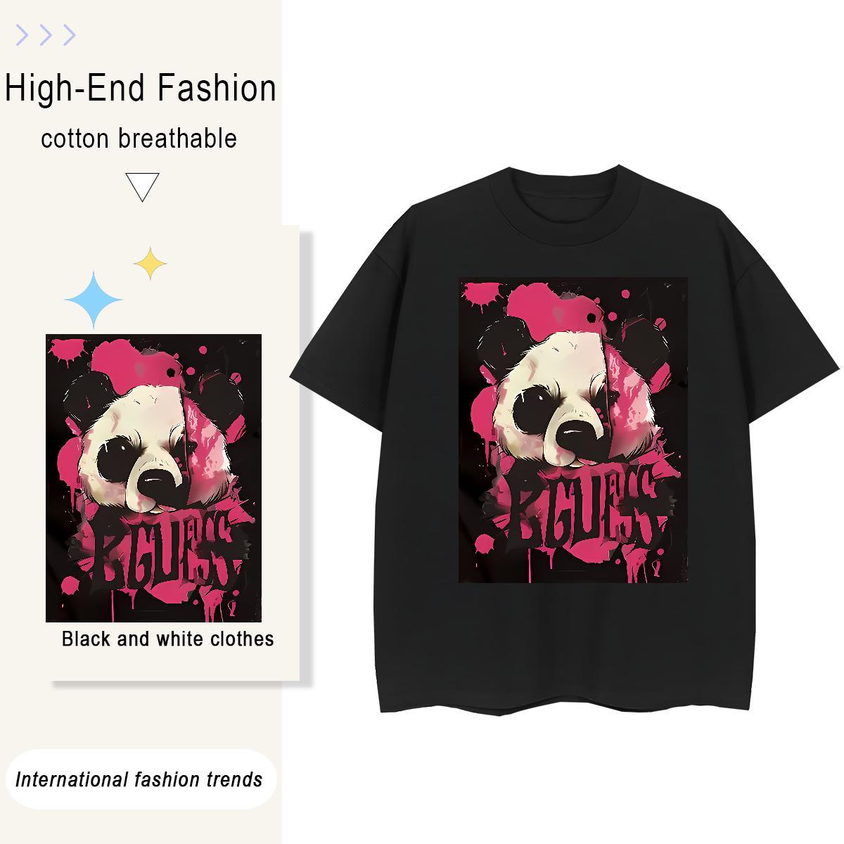Fashion Design Men Tops Tees panda High Street Hip Hop 230g Pure Cotton Polos Breathable Short Sleeve Wholesale T Shirts Men Graphic