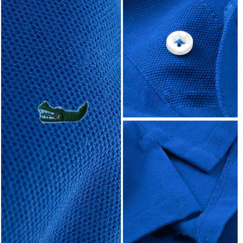 100% pure cotton mens polo shirt casual suitable for sportswear long sleeved highquality Tshirt top 240823