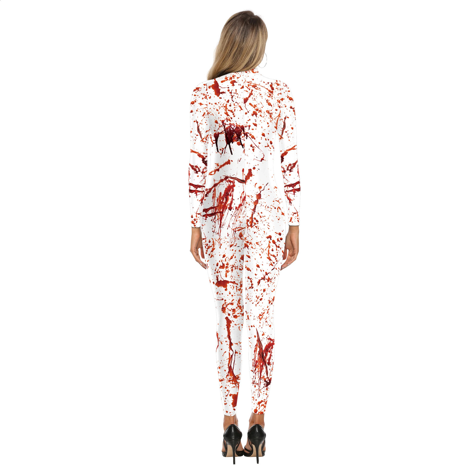 Halloween female cosplay terrifying blood scar printed nurse uniform sexy slim tight fitting Zenti party costume 240823