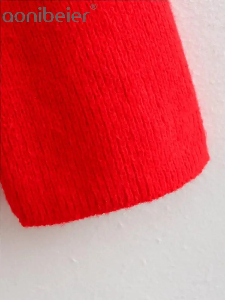 Aonibeier Off Shoulder Women Sweater Traf Autumn Long Sleeve Slash Neck Knitted Pullovers Female Top Y2K Jumpers Red Pull 240824