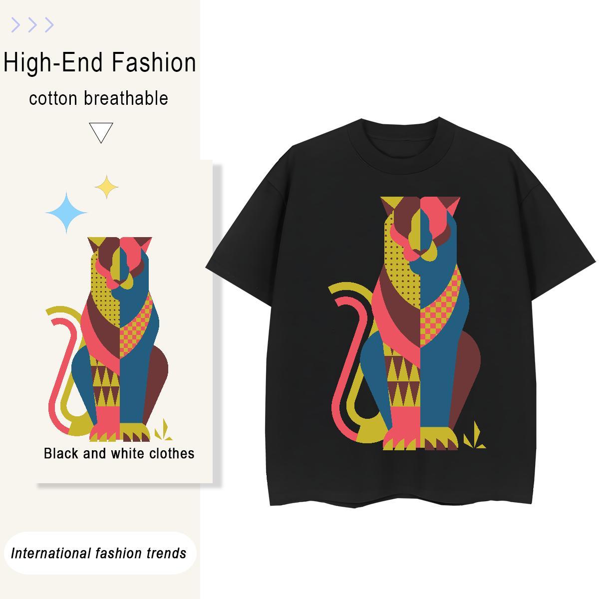 Fashion Tshirts cat Daily Outfit 100% Cotton 230g Wear O-Neck Short Sleeve Soft Mens T Shirts Custom Print Plus Size