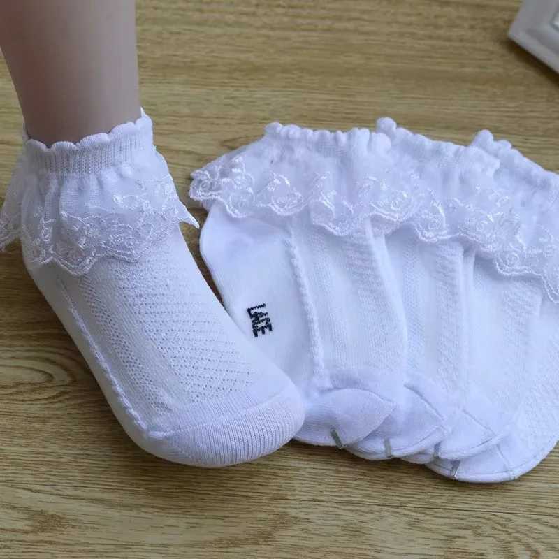 Lace Ruffle Baby Breathable Socks Children Kids School Student Princess Socks Girls Toddler Beautiful White Dance Short Socks CL240824