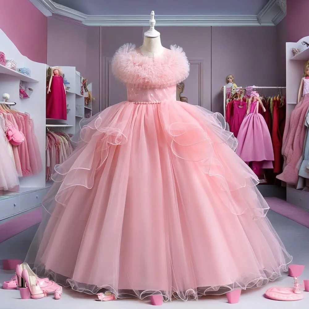 Yoliyolei pleated collar childrens wedding dress suitable for girls comfortable chiffon luxury ball dress from 11 to 15 years old W240823
