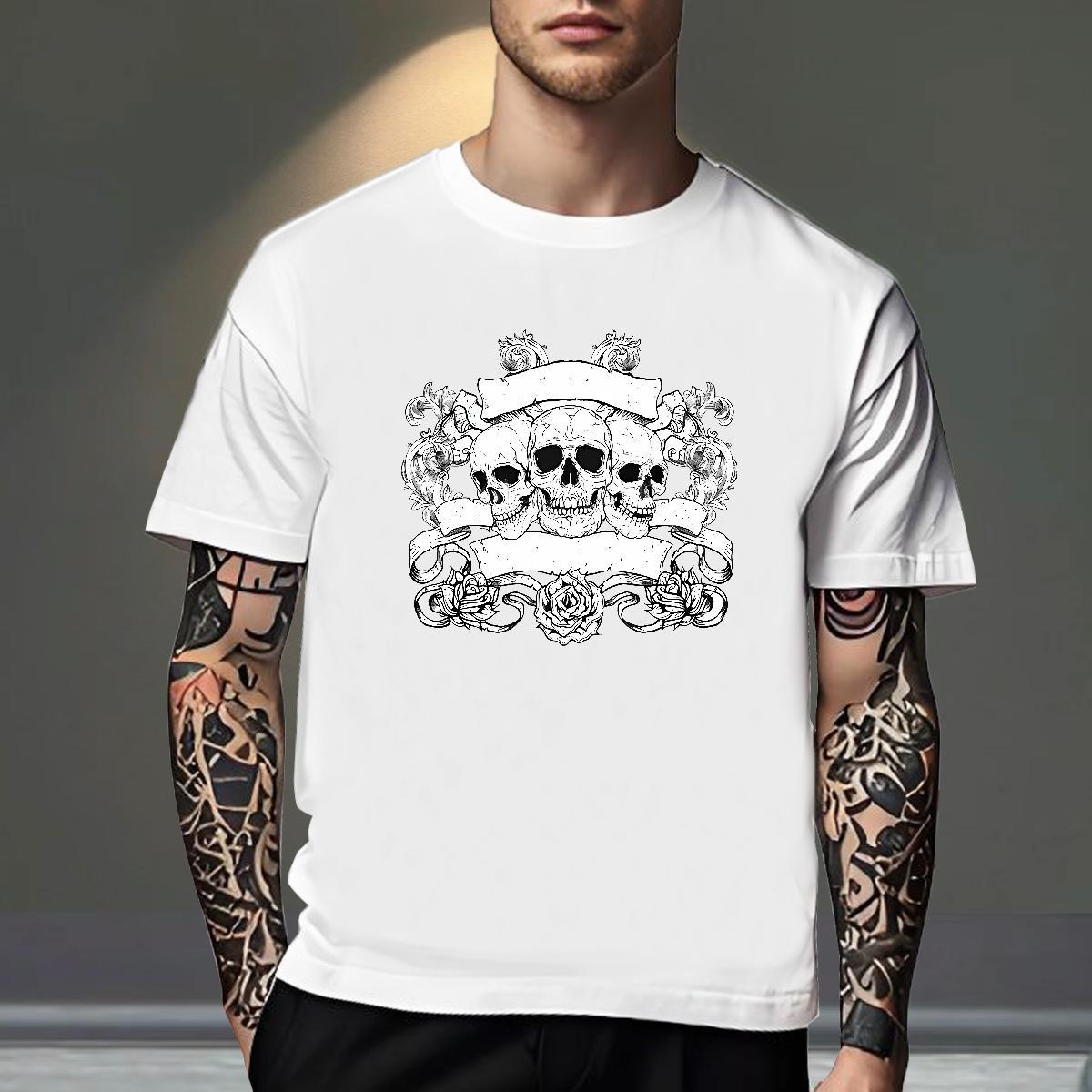 Comfortable T Shirts Men 230g Cotton skull Casual Daily Wear DIY Logo Oversized Breathable Crew Neck Tshirts Designer Fashion Polos