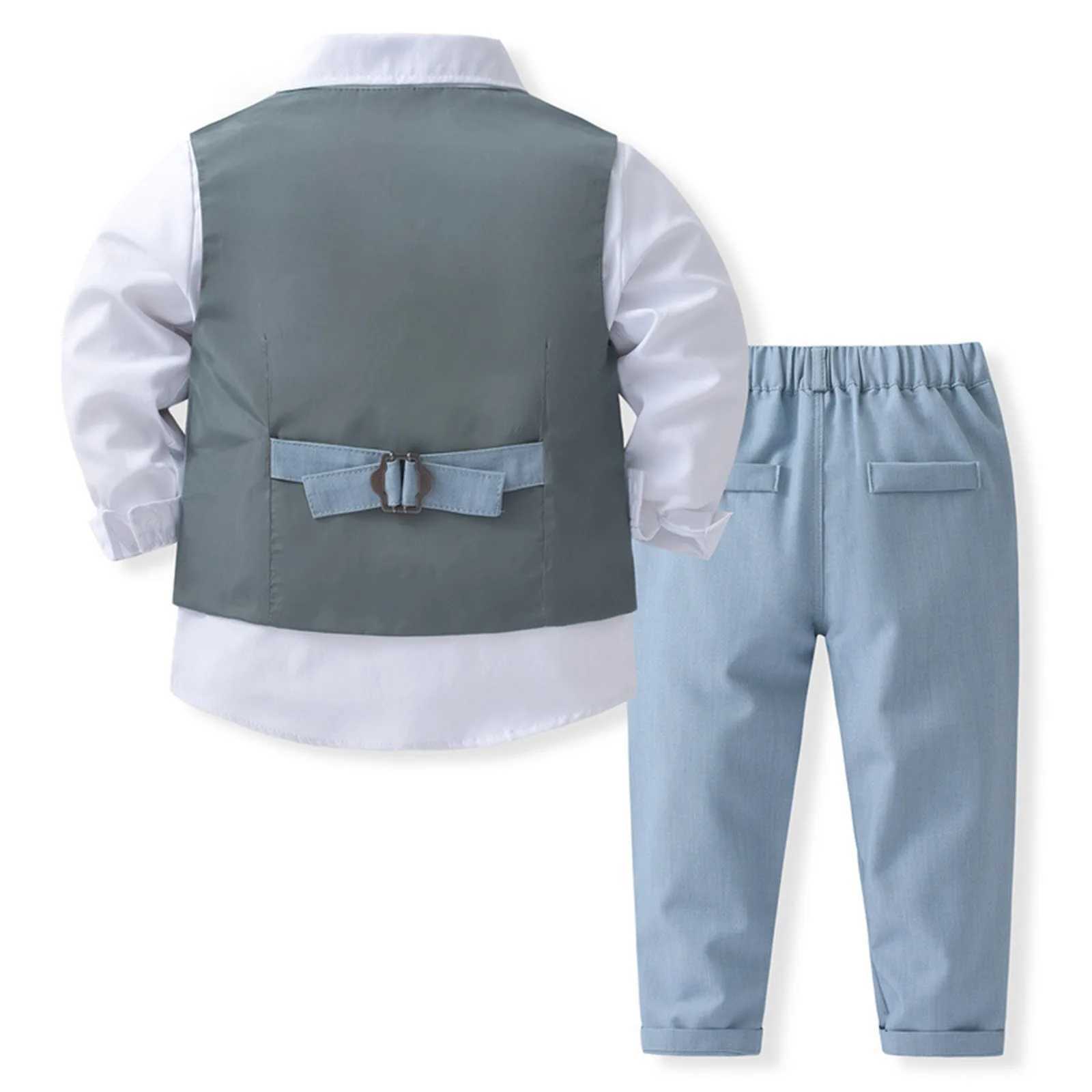Mens clothing mens evening gown tie shirt vest pants 4-piece fashionable childrens and baby clothing mens clothing W240823
