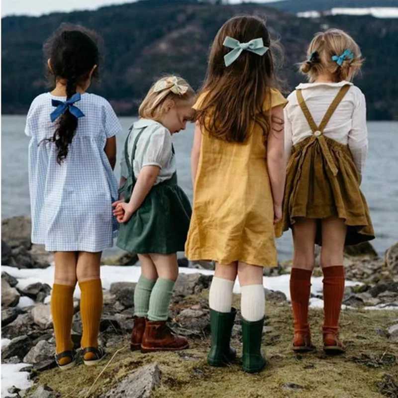 New Fashion Solid Baby Boys Girls Knee High Long Socks Cotton Breathable Stripe Soft Kids Sock Children School Uniform Socks CL240824