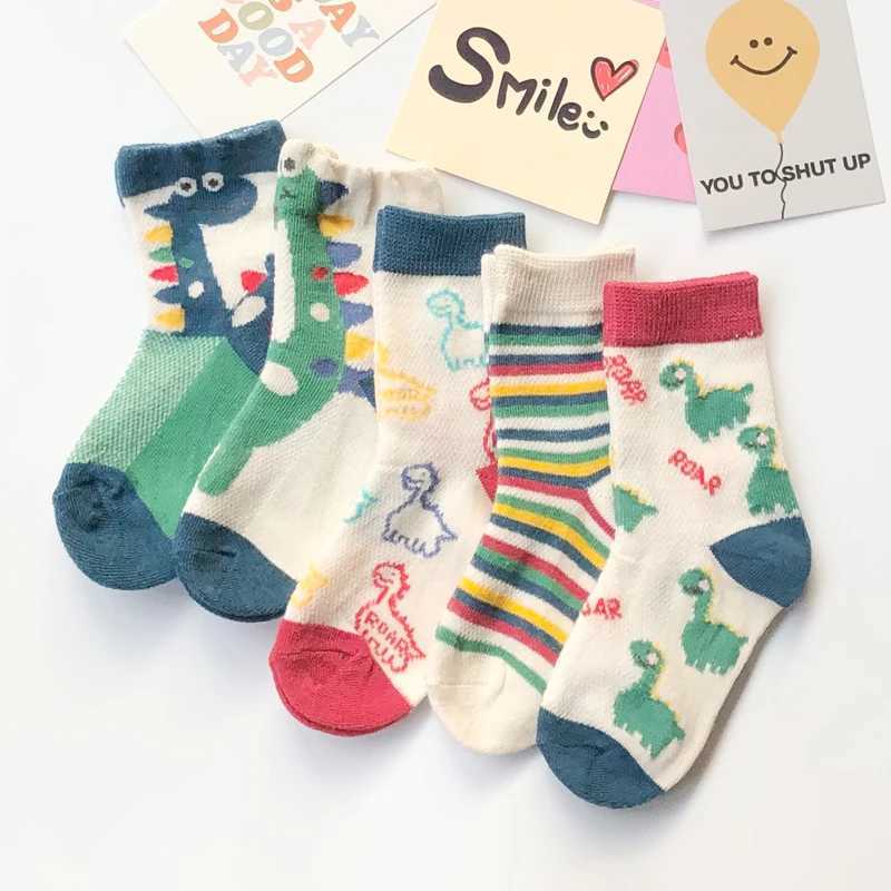 Spring and Summer Boys Mesh Socks Summer Little Boys Childrens Cartoon Dinosaur Cotton Socks 1-12 Years Old CL240824