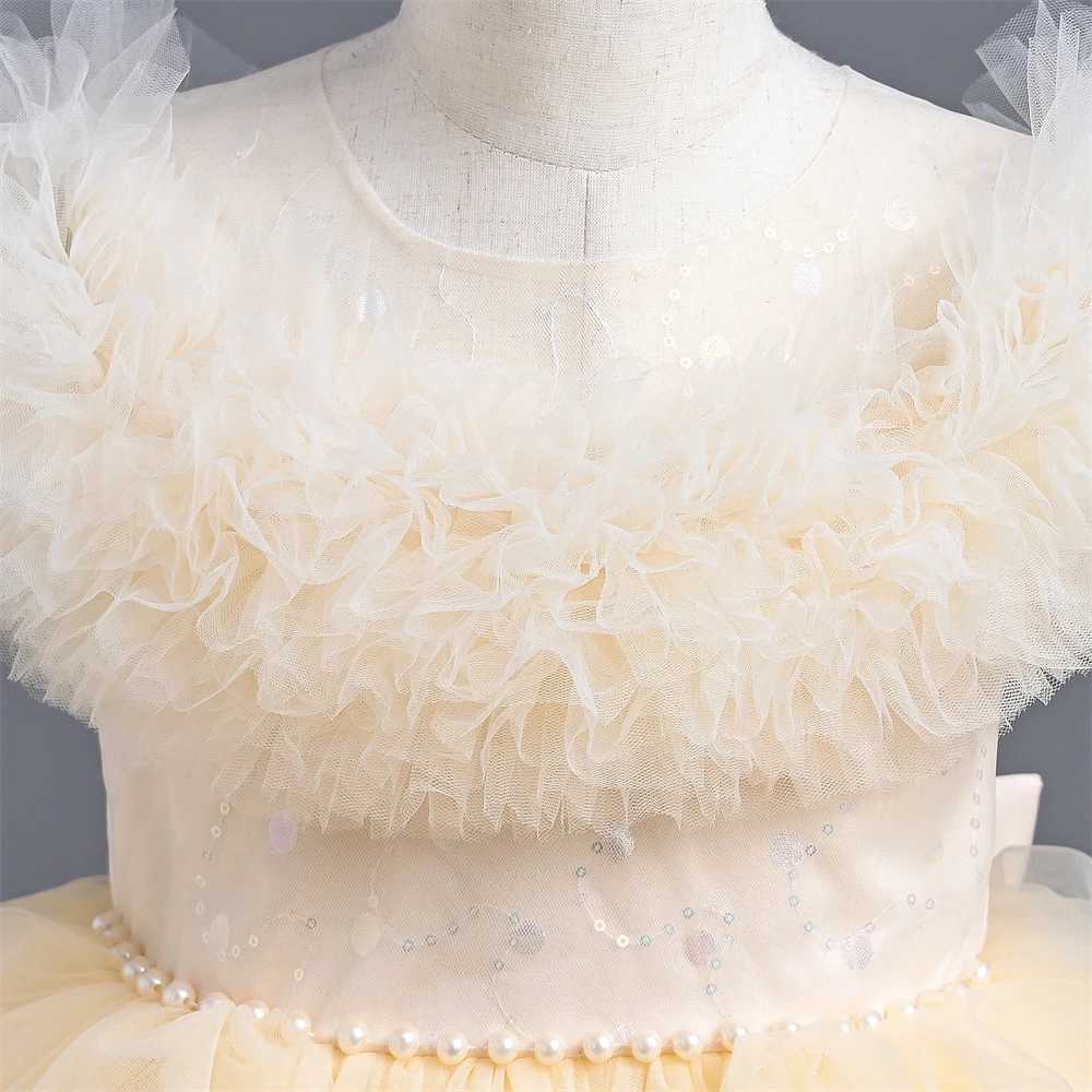 Yoliyolei pleated collar childrens wedding dress suitable for girls comfortable chiffon luxury ball dress from 11 to 15 years old W240823