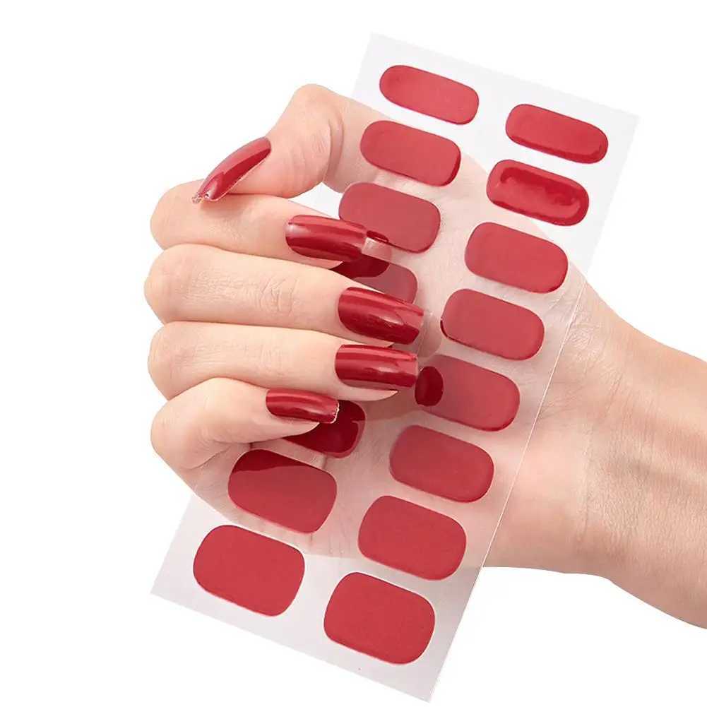Semi cured gel nail sticker solid UV LED light self waterproof cover adhesive handle nail decal long-acting N8U7 W240823