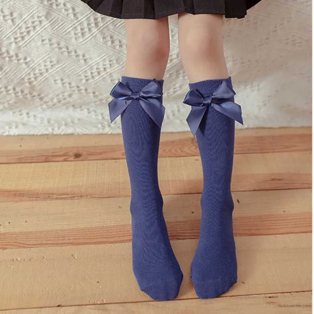 Baby Long Tube Socks Children Cotton Sock For Girls Knee High Sock Big Bows Kids Floor Socks 6-10Years CL240824