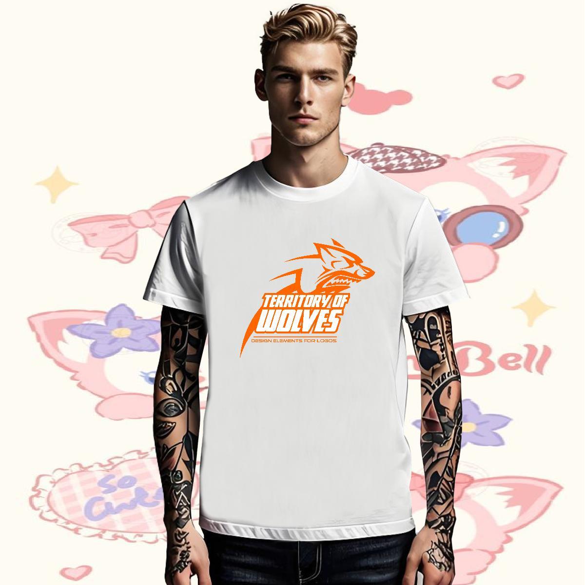 DIY Customized Men Tshirts wolf Sport 230g Pure Cotton Polos O Neck Short Sleeves Loose T Shirts Men Custom Anime