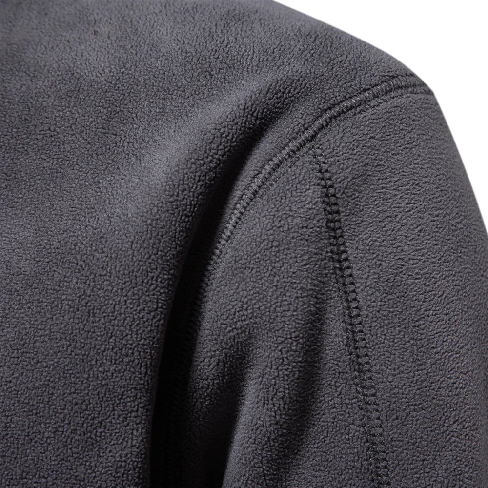 AIOPESON Mens Thick Wool Warm Sweater Jacket Quarter Zipper Plain Neck Pulling Flower Soft Shell 240823