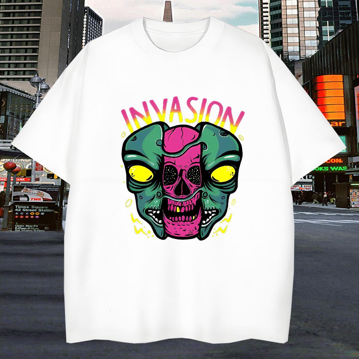 High Quality T Shirts Men 230g Pure Cotton skull Outdoor White Plus Size O Neck Short Sleeves Tshirt for Man Woman 2024 Designer Tops Tees