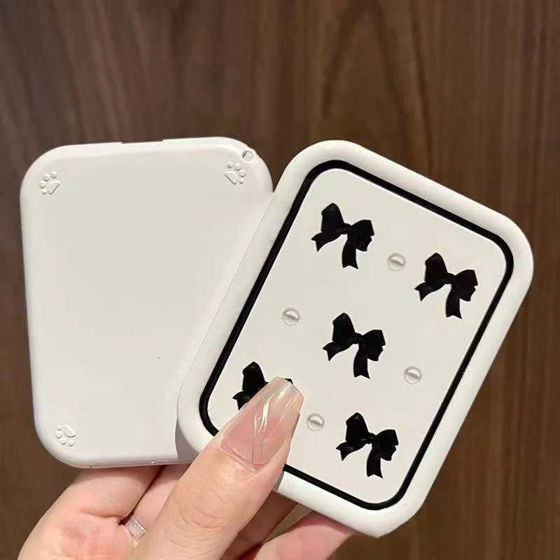 1Pcs Bowknot Flip-Top Folding Makeup Mirror Portable Pocket Mirror Women Rectangle Cosmetic Make Up Mirror With CombXJ241213