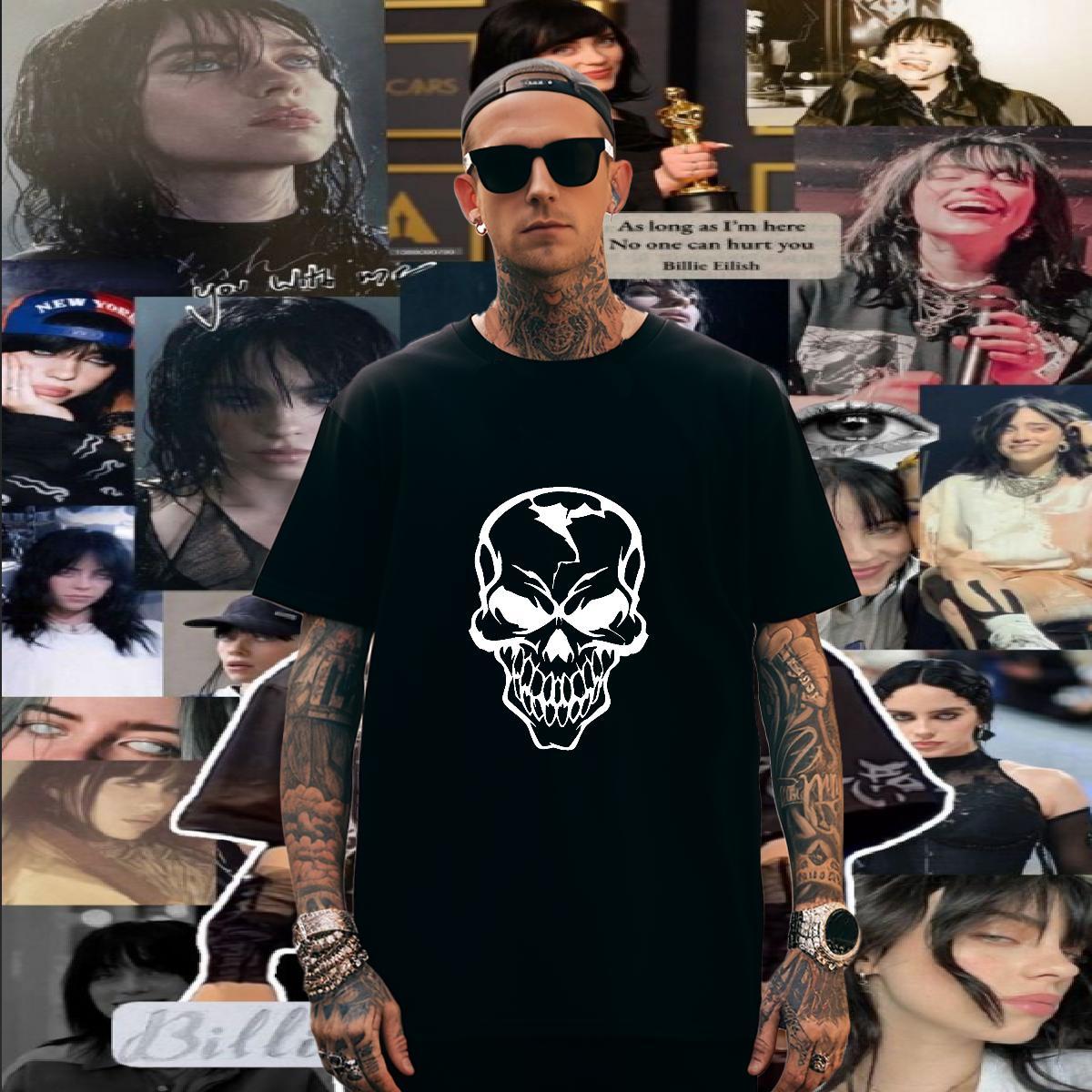 Cool Man T Shirts 230g Cotton skull Street Custom Printed O-Neck Short Sleeve Men Tops Tees 2024 Designer Clothes